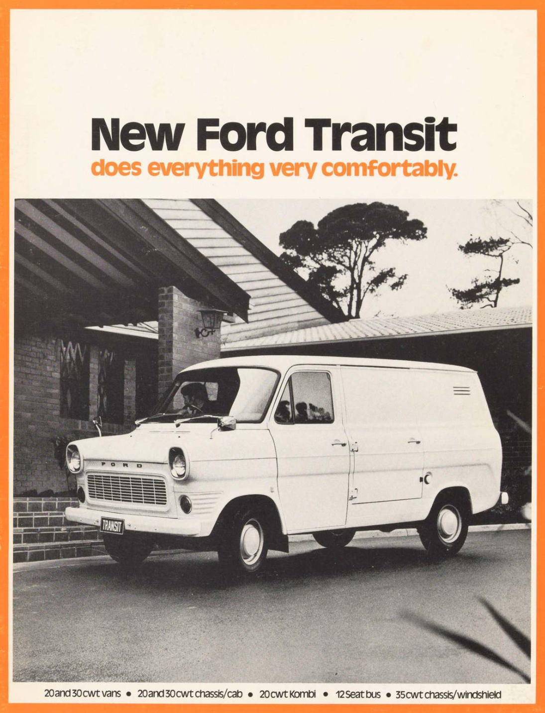 Ford Transit brochure from 1969 highlights the versatility and comfort of the vehicle
